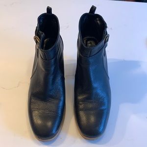 Black leather ankle boots